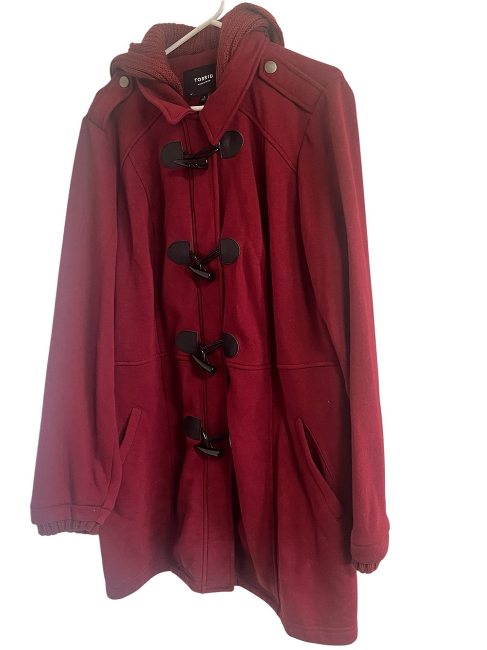 torrid Deep Red Toggle Peacoat with Hood Burgundy Jacket size 3 XL L370